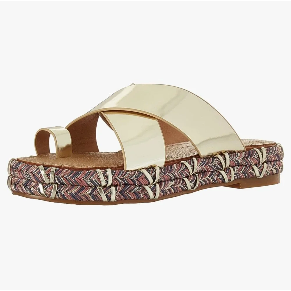 SIEGERSON MORRISON Jacob Espadrille Wedge Sandal, Gold/Lilac/Purple Metallic